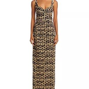 Black Halo Geometric Print Maxi Dress